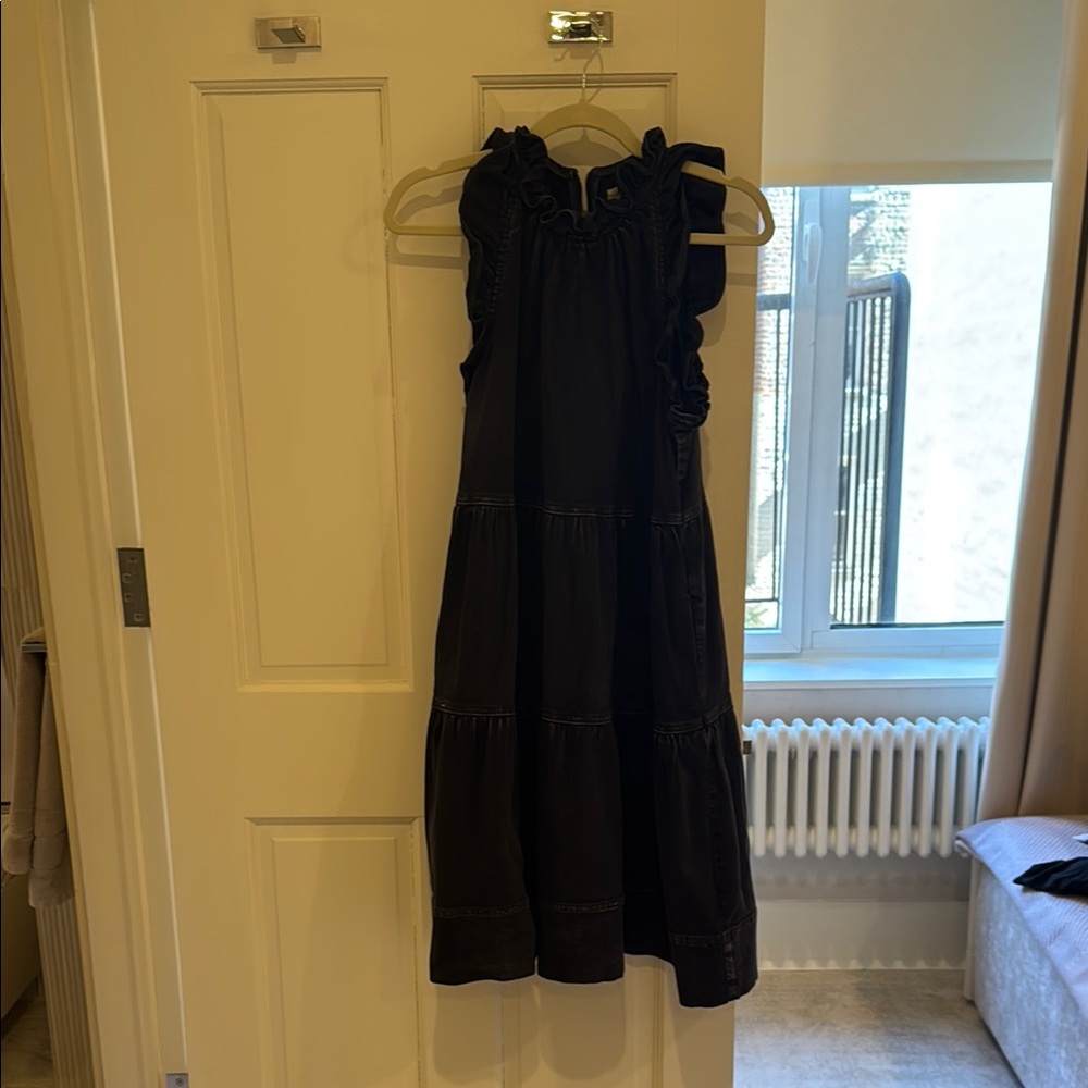 Ulla Johnson Slate Ruffle Denim Talita Dress Size 8 - Picture 2 of 6